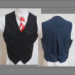 Sz L Black Goodale Mens Poly #234 Suit Vest